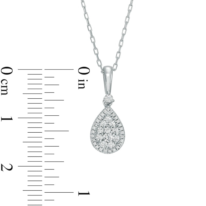 0.25 CT. T.W. Composite Pear-Shaped Natural Diamond Frame Pendant in 10K White Gold