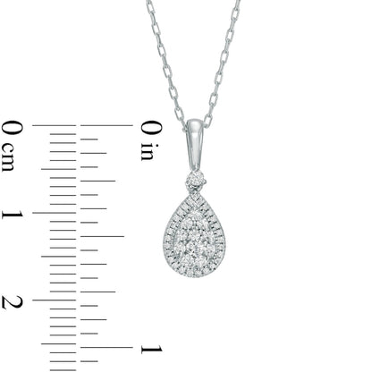 0.25 CT. T.W. Composite Pear-Shaped Natural Diamond Frame Pendant in 10K White Gold