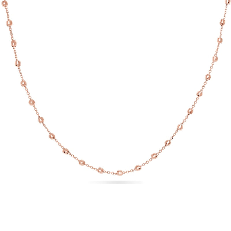 Natural Diamond-Cut Bead Station Necklace in 14K Rose Gold - 16"