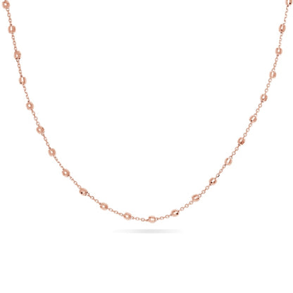 Natural Diamond-Cut Bead Station Necklace in 14K Rose Gold - 16"