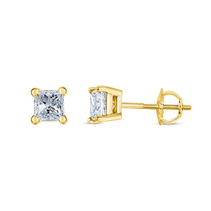0.38 CT. T.W. Certified Princess-Cut Diamond Solitaire Stud Earrings in 14K Gold (J/VS2)