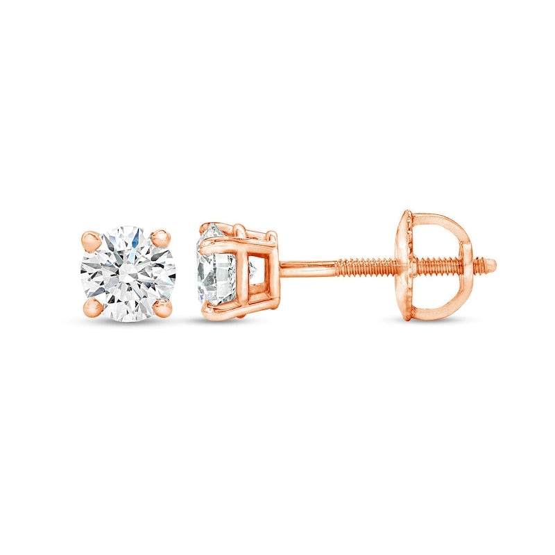 0.2 CT. T.W. Certified Diamond Solitaire Stud Earrings in 14K Rose Gold (J/I1)