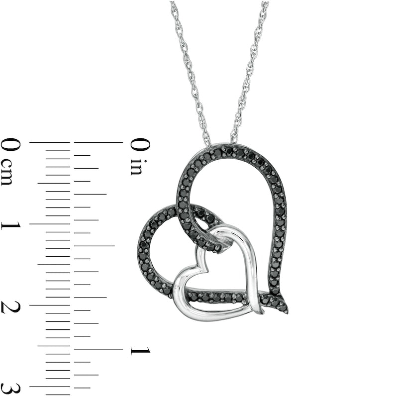 0.38 CT. T.W. Black Enhanced Natural Diamond Heart Link Pendant in Sterling Silver