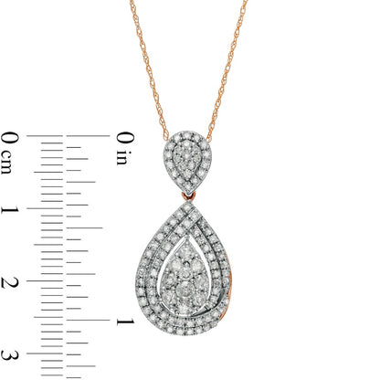 1 CT. T.W. Composite Natural Diamond Teardrop Pendant in 10K Rose Gold