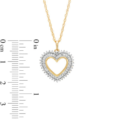 0.33 CT. T.W. Natural Diamond Shadow Heart Pendant in 10K Yellow Gold