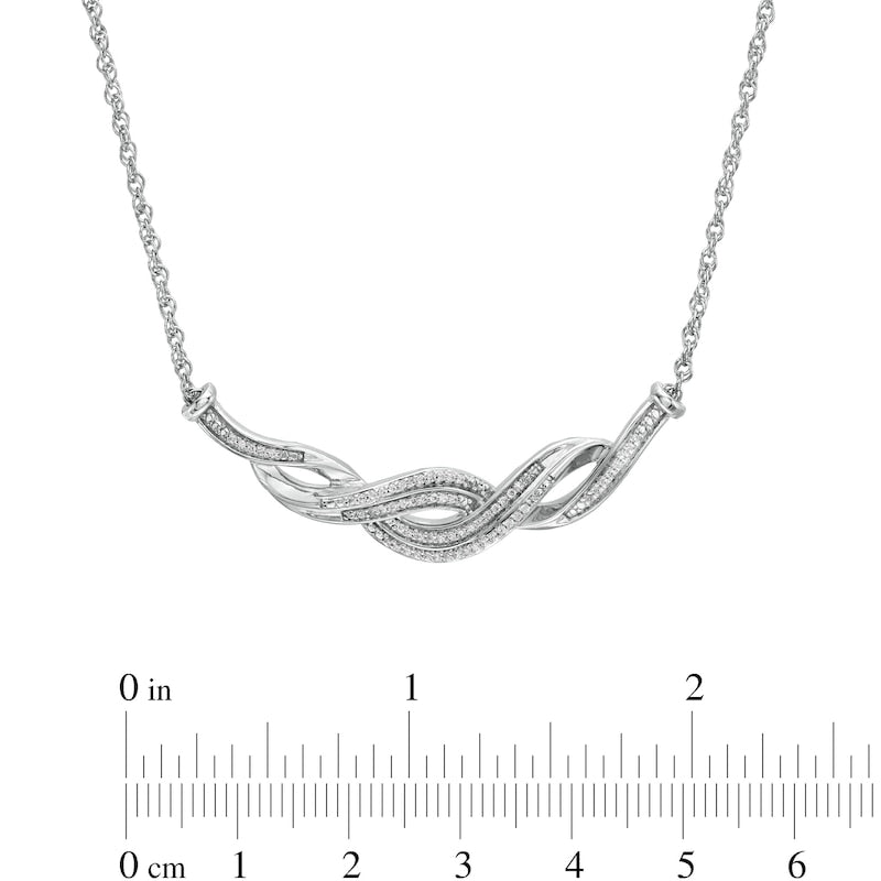 0.2 CT. T.W. Natural Diamond Double Row Twist Necklace in Sterling Silver