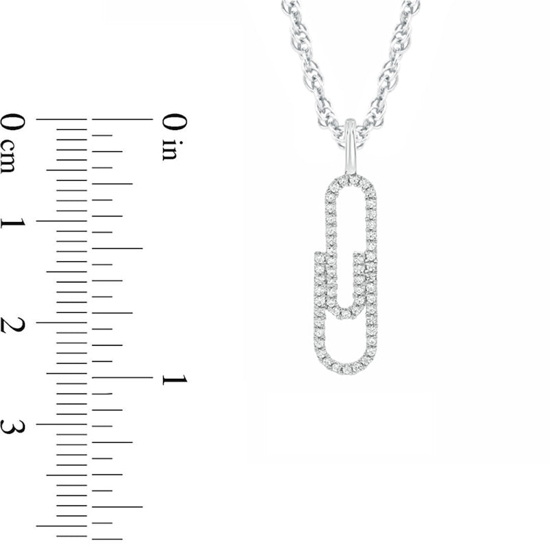 0.2 CT. T.W. Natural Diamond Paperclip Pendant in 10K White Gold
