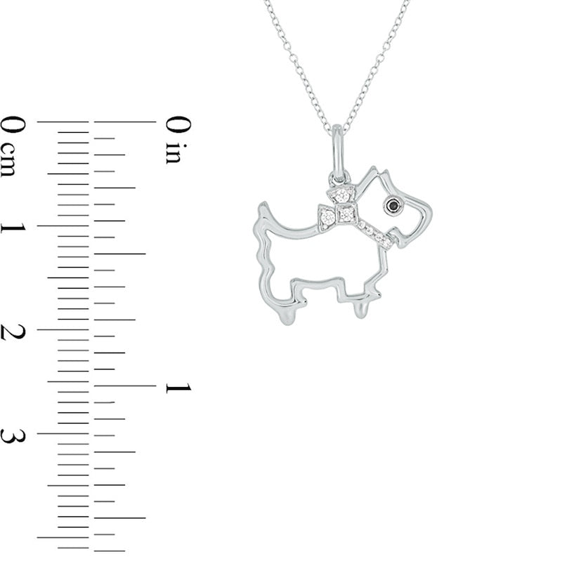 0.05 CT. T.W. Black Enhanced and White Natural Diamond Dog Pendant in Sterling Silver