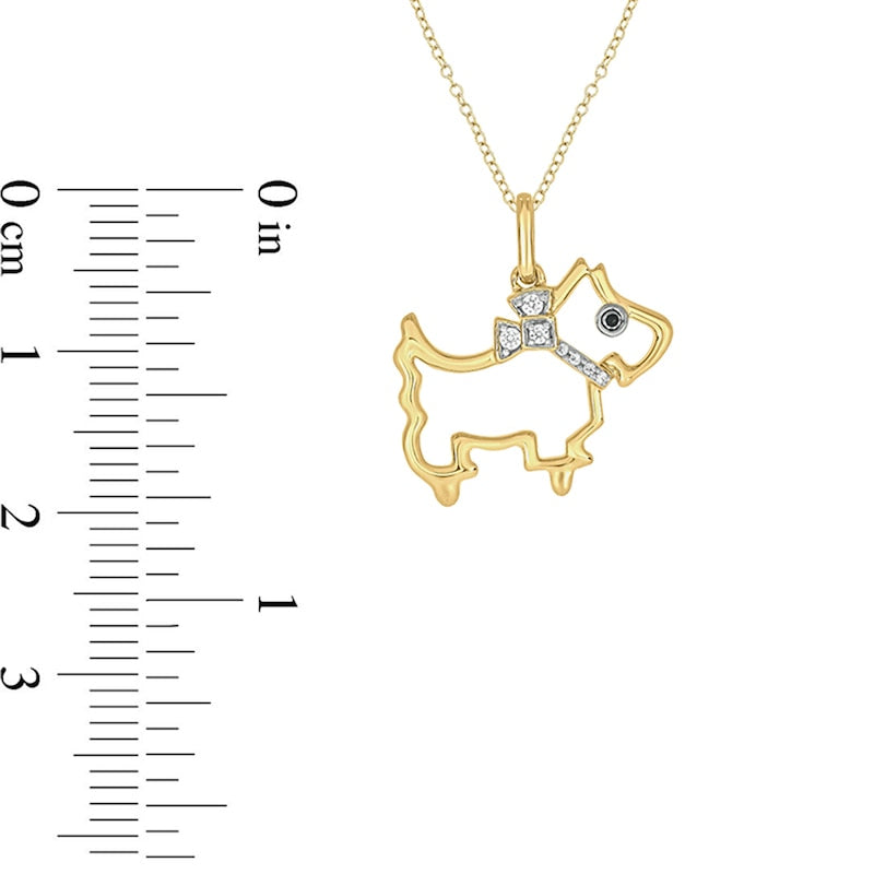 0.05 CT. T.W. Black Enhanced and White Natural Diamond Dog Pendant in Sterling Silver with 14K Gold Plate