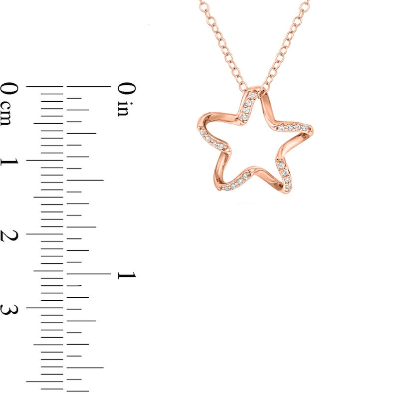 0.05 CT. T.W. Natural Diamond Star Pendant in Sterling Silver with 14K Rose Gold Plate