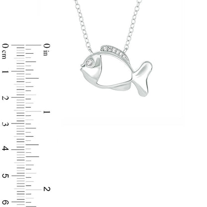 0.05 CT. T.W. Natural Diamond Fish Pendant in Sterling Silver