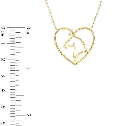 0.05 CT. T.W. Natural Diamond Horse in Heart Necklace in Sterling Silver with 14K Gold Plate