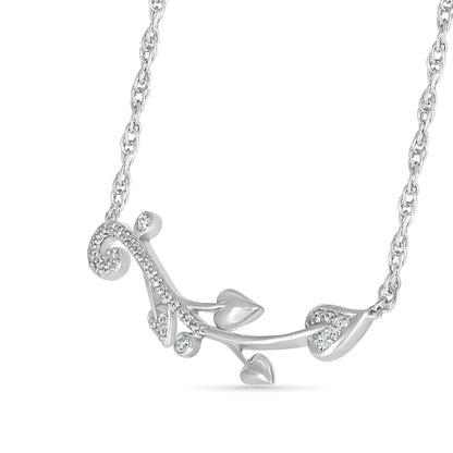 0.13 CT. T.W. Natural Diamond Swirl Tree Branch Necklace in Sterling Silver