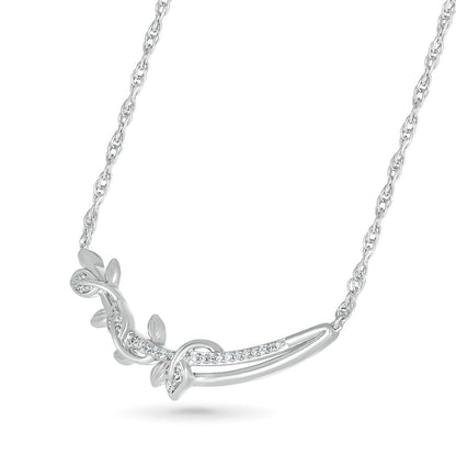 0.1 CT. T.W. Natural Diamond Twisted Vine Branch Necklace in Sterling Silver