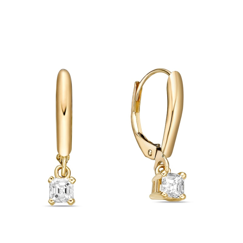0.33 CT. T.W. Certified Asscher-Cut Diamond Solitaire Drop Earrings in 14K Gold (I/VS2)