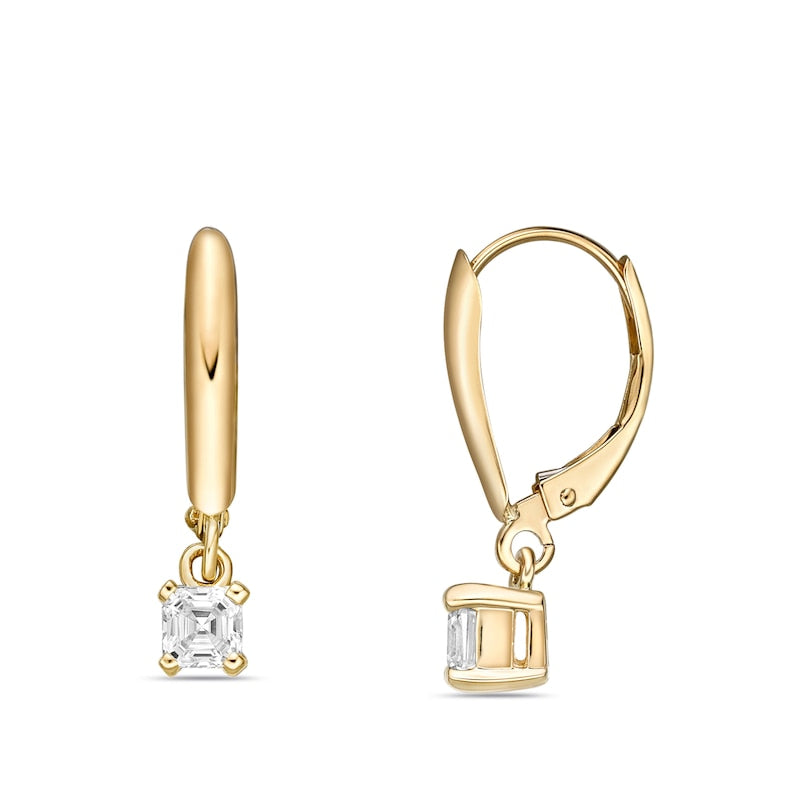 0.75 CT. T.W. Certified Asscher-Cut Diamond Solitaire Drop Earrings in 14K Gold (I/VS2)