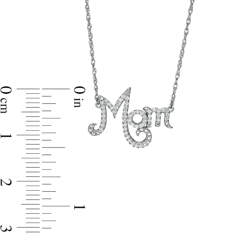 0.17 CT. T.W. Natural Diamond "Mom" Necklace in Sterling Silver