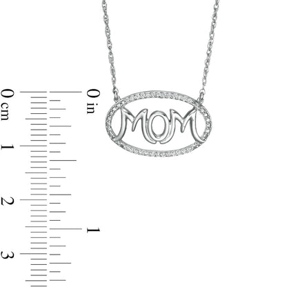 0.07 CT. T.W. Natural Diamond "MOM" Oval Outline Necklace in Sterling Silver