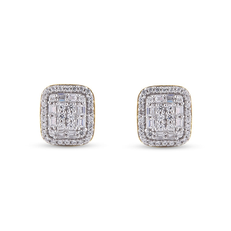 0.33 CT. T.W. Composite Diamond Rectangular Frame Stud Earrings in 10K Gold