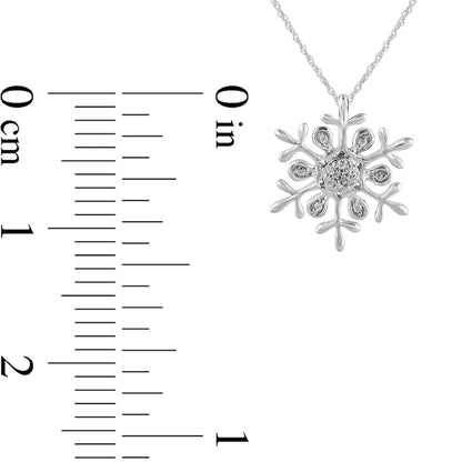 Natural Diamond Accent Snowflake Pendant in 10K White Gold
