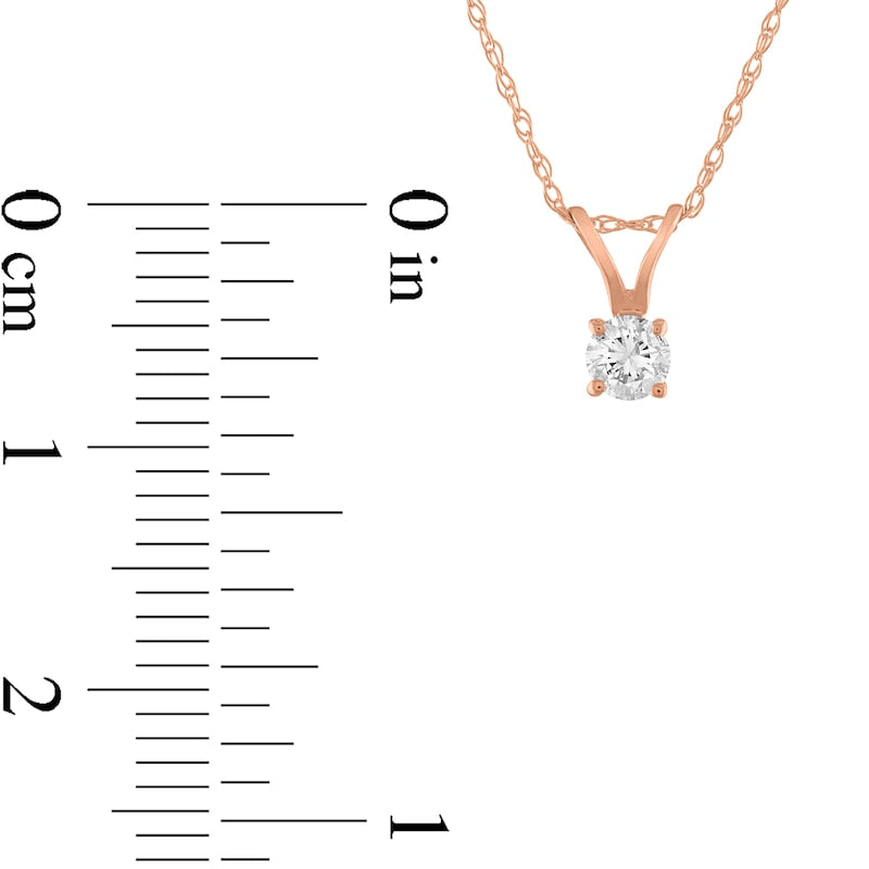 0.17 CT. Natural Clarity Enhanced Solitaire Pendant in 14K Rose Gold (J/I3)