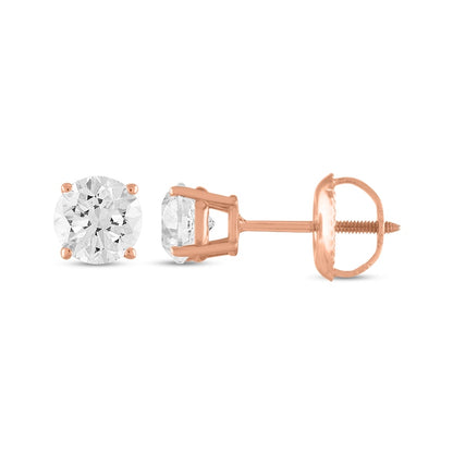 0.5 CT. T.W. Certified Diamond Stud Earrings in 14K Rose Gold (I/I1)
