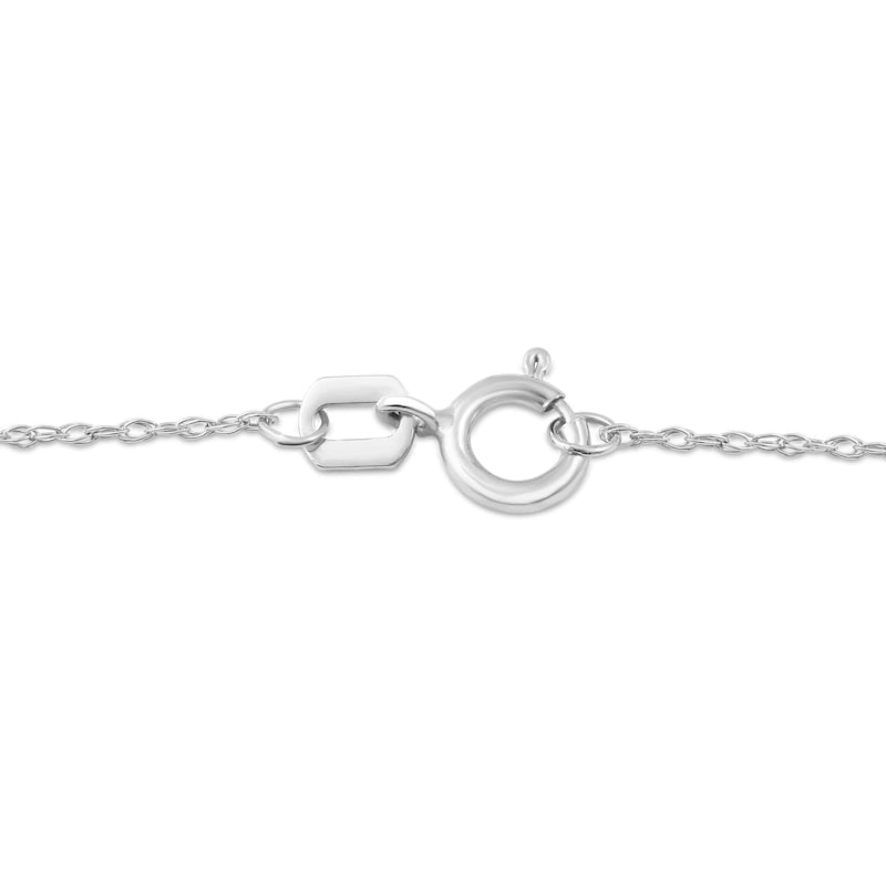 6.0mm Cushion-Cut Aquamarine and 0.07 CT. T.W. Baguette and Round Natural Diamond Drop Pendant in 14K White Gold