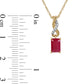 Emerald-Cut Ruby and Natural Diamond Accent Twist Drop Pendant in 14K Gold