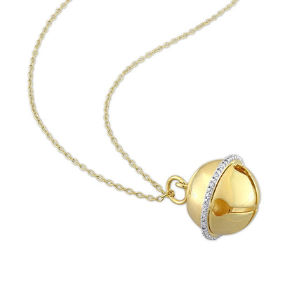 0.07 CT. T.W. Natural Diamond Bell Pendant in Sterling Silver with Yellow Rhodium