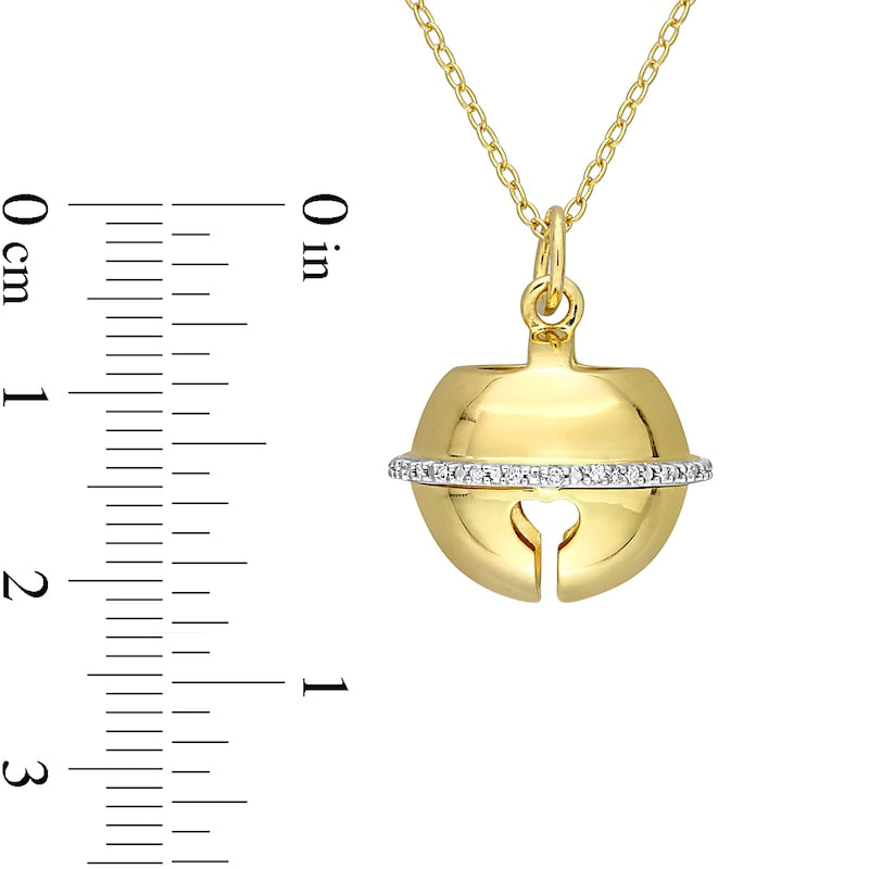 0.07 CT. T.W. Natural Diamond Bell Pendant in Sterling Silver with Yellow Rhodium