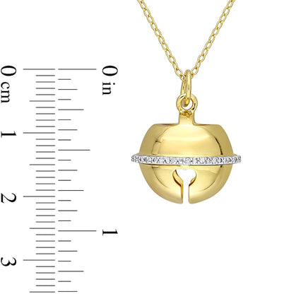0.07 CT. T.W. Natural Diamond Bell Pendant in Sterling Silver with Yellow Rhodium