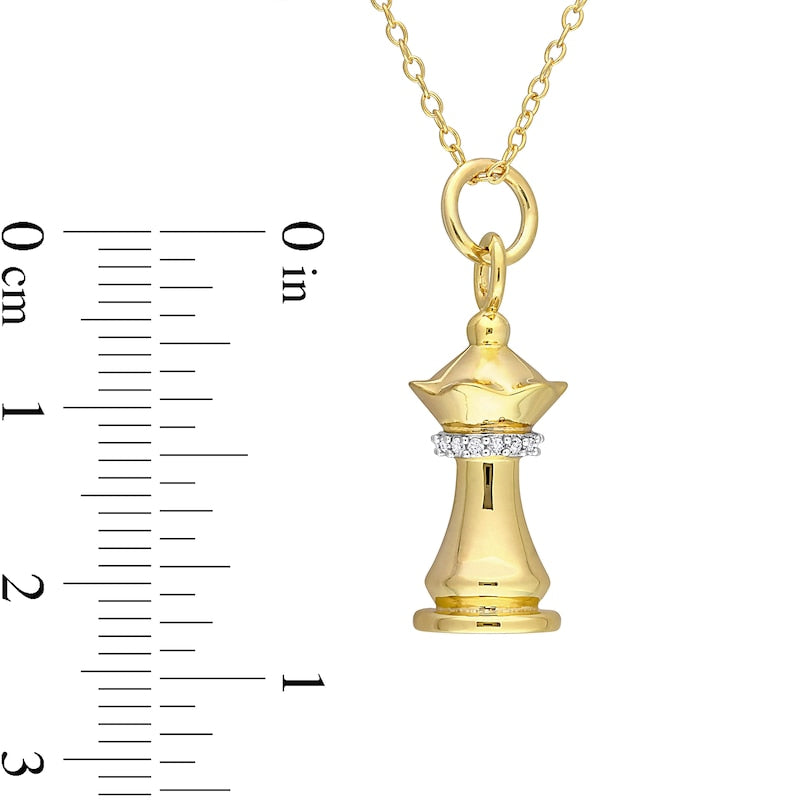 0.07 CT. T.W. Natural Diamond Rook Pendant in Sterling Silver with Yellow Rhodium