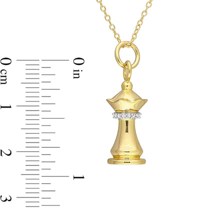 0.07 CT. T.W. Natural Diamond Rook Pendant in Sterling Silver with Yellow Rhodium