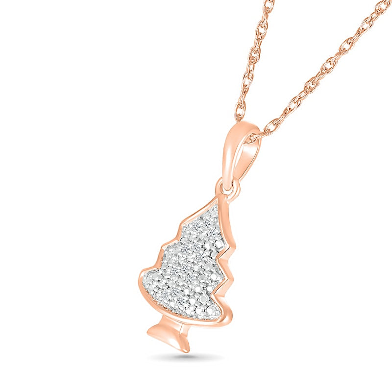 0.05 CT. T.W. Natural Diamond Christmas Tree Pendant in Sterling Silver with 14K Rose Gold Plate