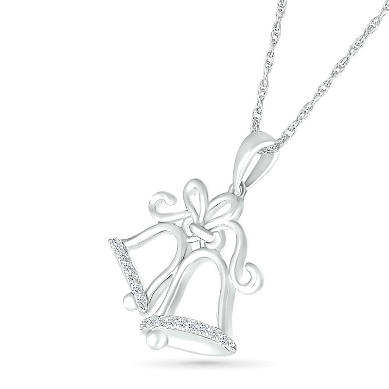 0.07 CT. T.W. Natural Diamond Holiday Bells Pendant in Sterling Silver