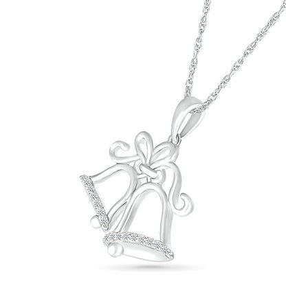 0.07 CT. T.W. Natural Diamond Holiday Bells Pendant in Sterling Silver