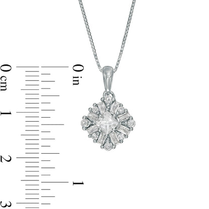 0.75 CT. T.W. Natural Diamond Tilted Cushion Pendant in 10K White Gold