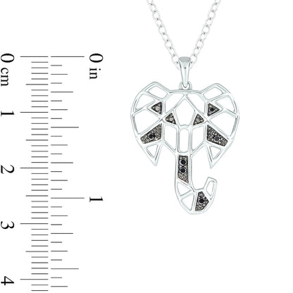 0.07 CT. T.W. Black Enhanced Natural Diamond Geometric Elephant Pendant in Sterling Silver