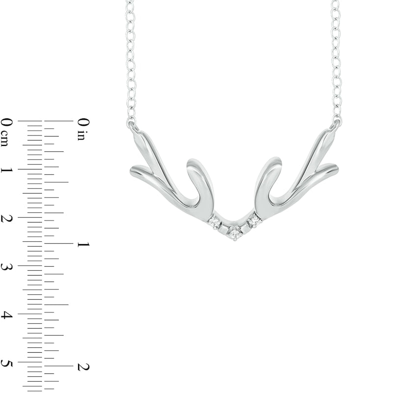 Natural Diamond Accent Antlers Necklace in Sterling Silver
