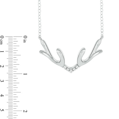 Natural Diamond Accent Antlers Necklace in Sterling Silver