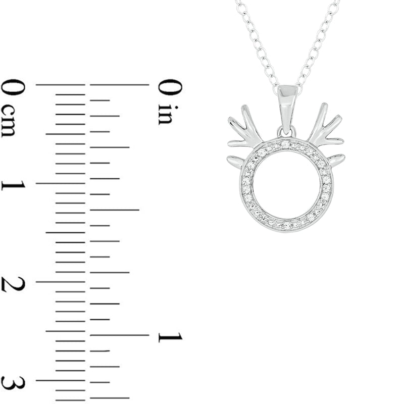 0.05 CT. T.W. Natural Diamond Circle Outline with Antlers Pendant in Sterling Silver