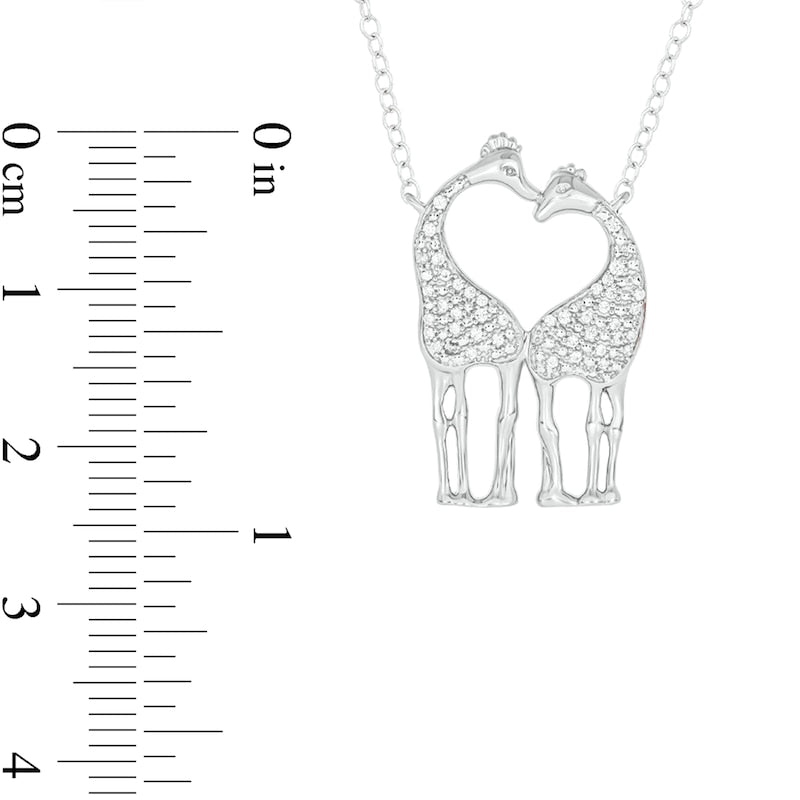 0.1 CT. T.W. Natural Diamond Motherly Love Giraffes Pendant in Sterling Silver