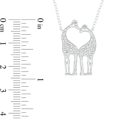 0.1 CT. T.W. Natural Diamond Motherly Love Giraffes Pendant in Sterling Silver