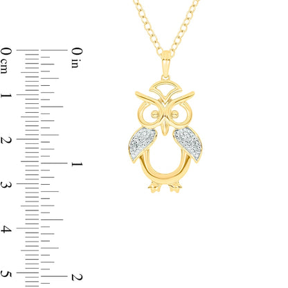 Natural Diamond Accent Owl Pendant in Sterling Silver with 14K Gold Plate