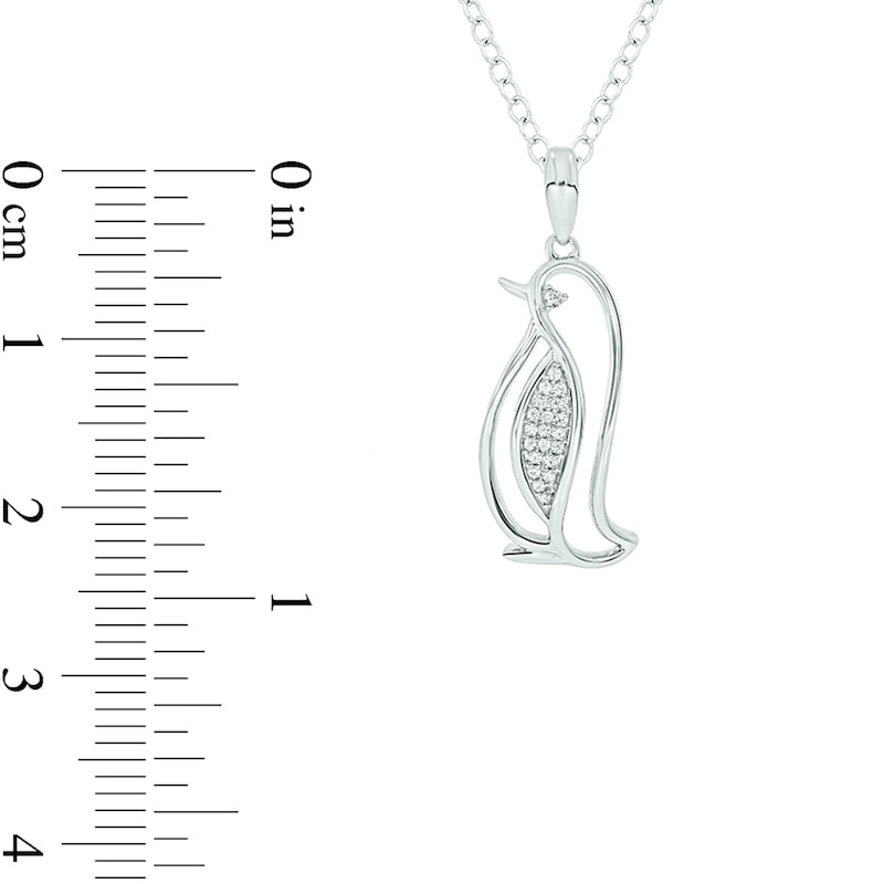 0.05 CT. T.W. Natural Diamond Penguin Pendant in Sterling Silver