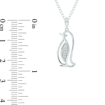 0.05 CT. T.W. Natural Diamond Penguin Pendant in Sterling Silver