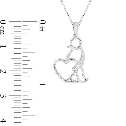 0.05 CT. T.W. Natural Diamond Penguin with Heart Pendant in Sterling Silver