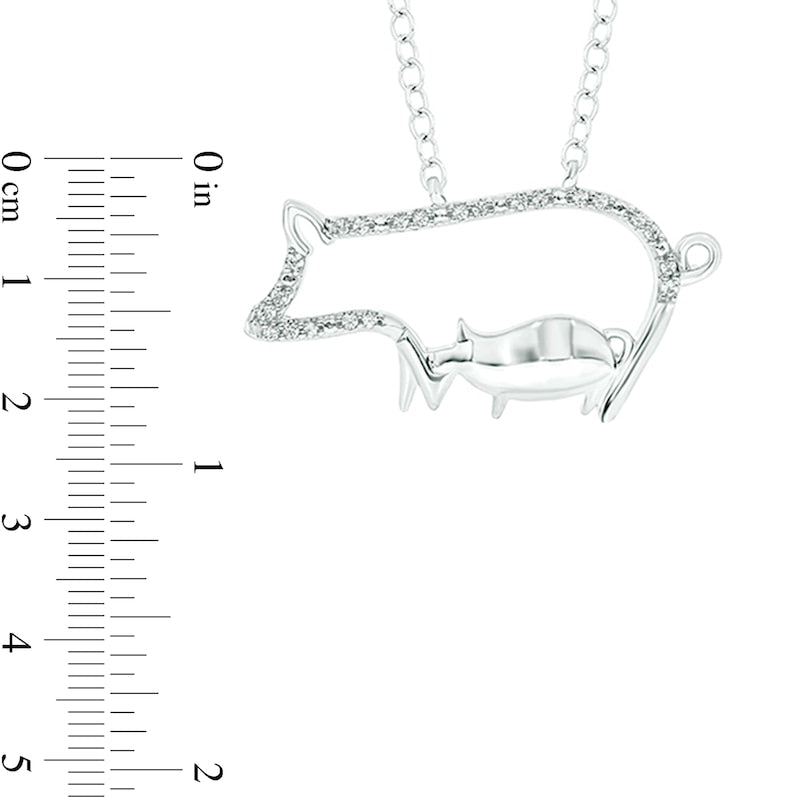 0.05 CT. T.W. Natural Diamond Motherly Love Pigs Pendant in Sterling Silver