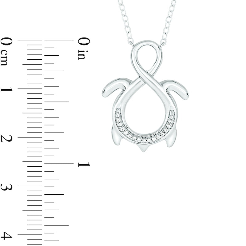 0.05 CT. T.W. Natural Diamond Turtle Infinity Pendant in Sterling Silver