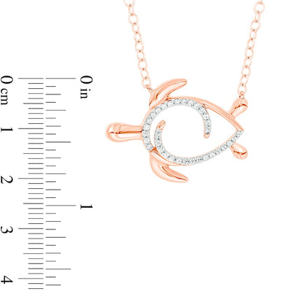 0.1 CT. T.W. Natural Diamond Sideways Turtle Necklace in Sterling Silver with 14K Rose Gold Plate